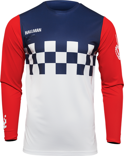 Hallman Differ Cheq Jersey - White/Red/Blue - Small - Lutzka's Garage