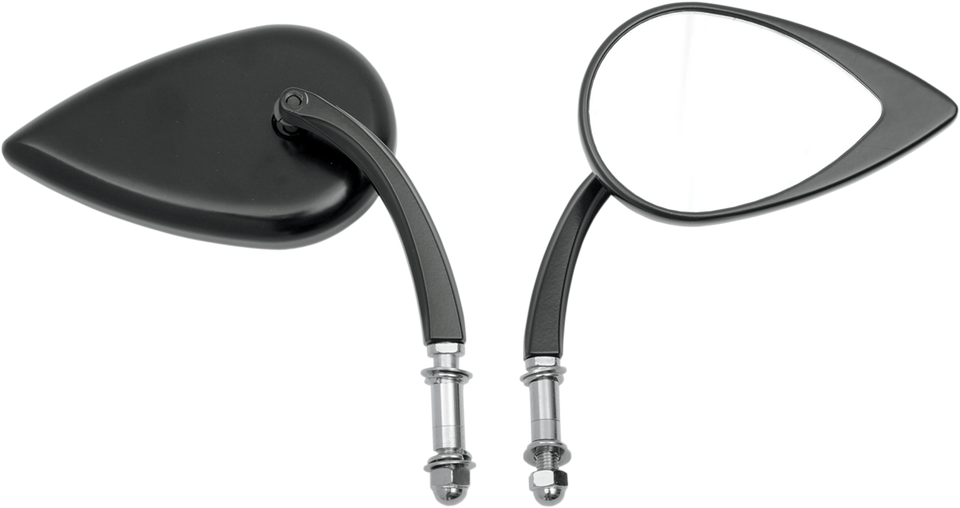 Mirror - Tear Drop - Black - Short Stem - Lutzka's Garage