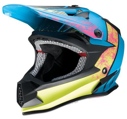 Youth F.I. Helmet - Fractal - MIPS® - Matte Blue/Hi-Viz - Small - Lutzka's Garage
