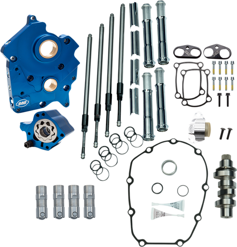 Cam Chest Kit with Plate M8 - Chain Drive - Oil Cooled - 465 Cam - Chrome Pushrods