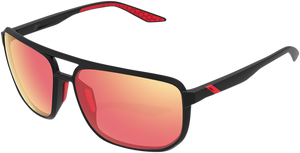 Konnor Aviator Sunglasses - Square - Black - Red Mirror - Lutzka's Garage