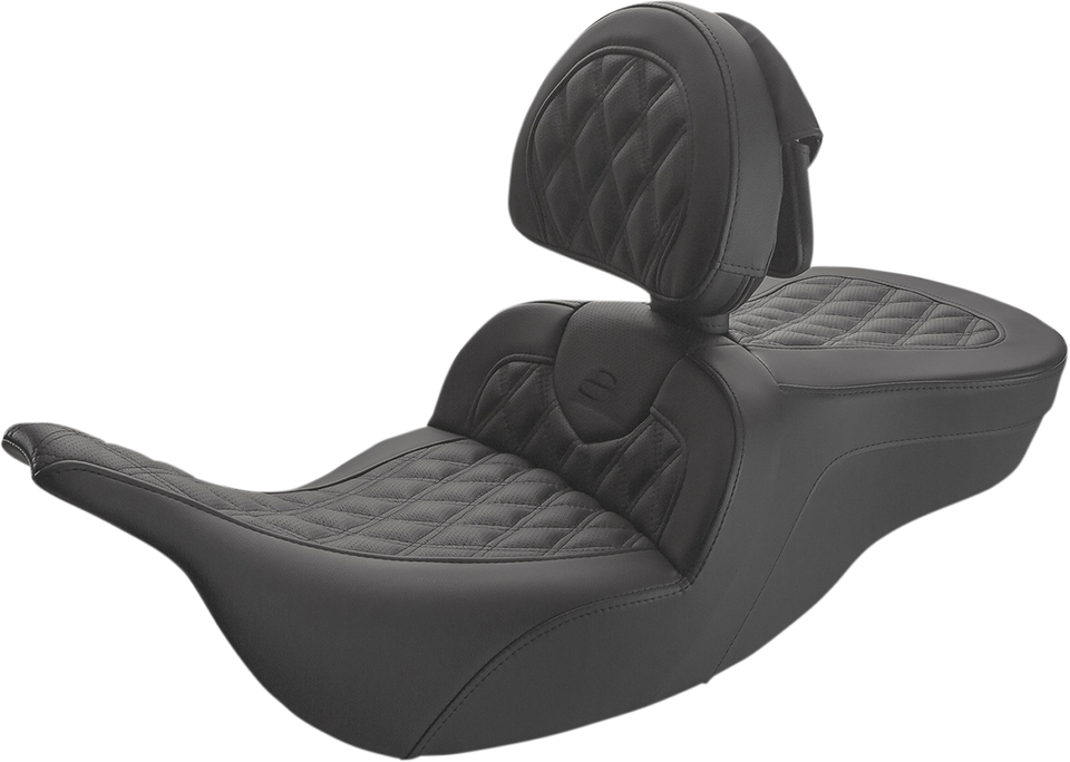 Roadsofa™ Lattice Stitched Seat - With Driver Backrest - Black - Lutzka's Garage