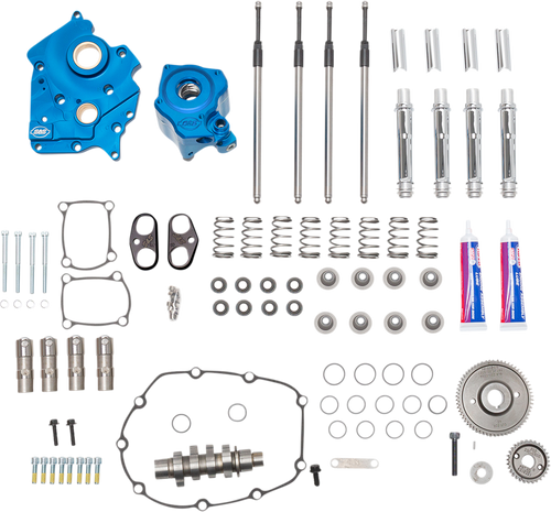 Cam Chest Kit with Plate M8 - Gear Drive - Oil Cooled - 540 Cam - Chrome Pushrods