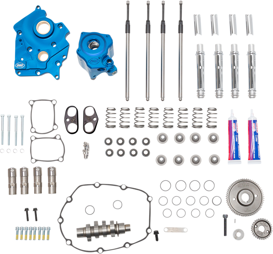 Cam Chest Kit with Plate M8 - Gear Drive - Oil Cooled - 540 Cam - Chrome Pushrods