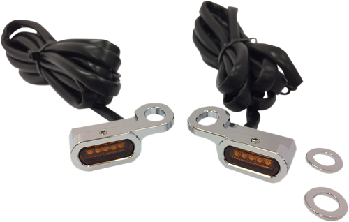 LED Handlebar Marker Lights - Hydraulic Clutch - Chrome/Amber - Lutzka's Garage