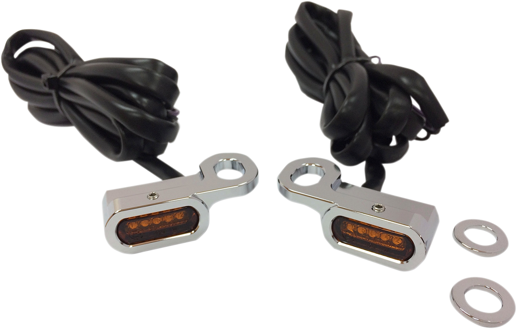 LED Handlebar Marker Lights - Hydraulic Clutch - Chrome/Amber - Lutzka's Garage