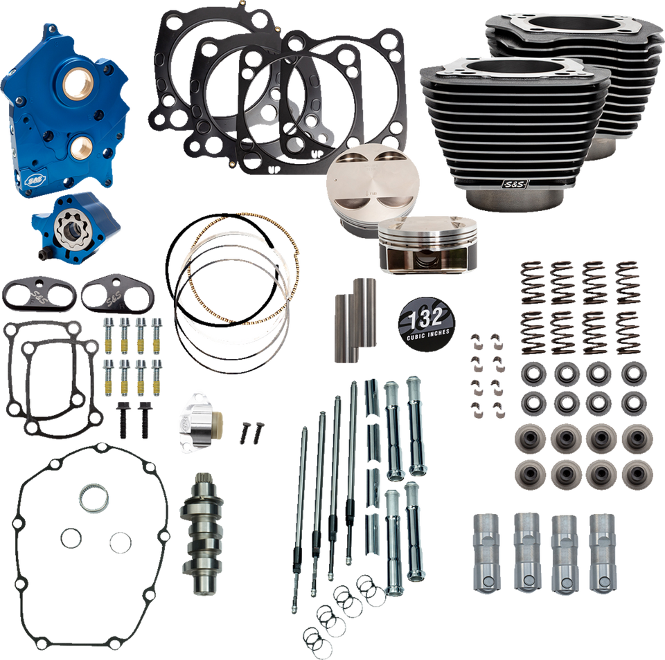 132" Power Package Engine Performance Kit - Chain Drive - Oil Cooled - Highlighted Fins - M8