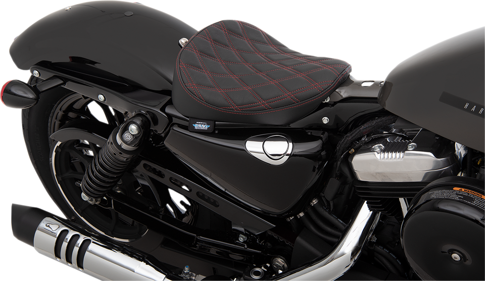 Bobber Solo Seat - Double Diamond - Red Stitch - 10-22 XL