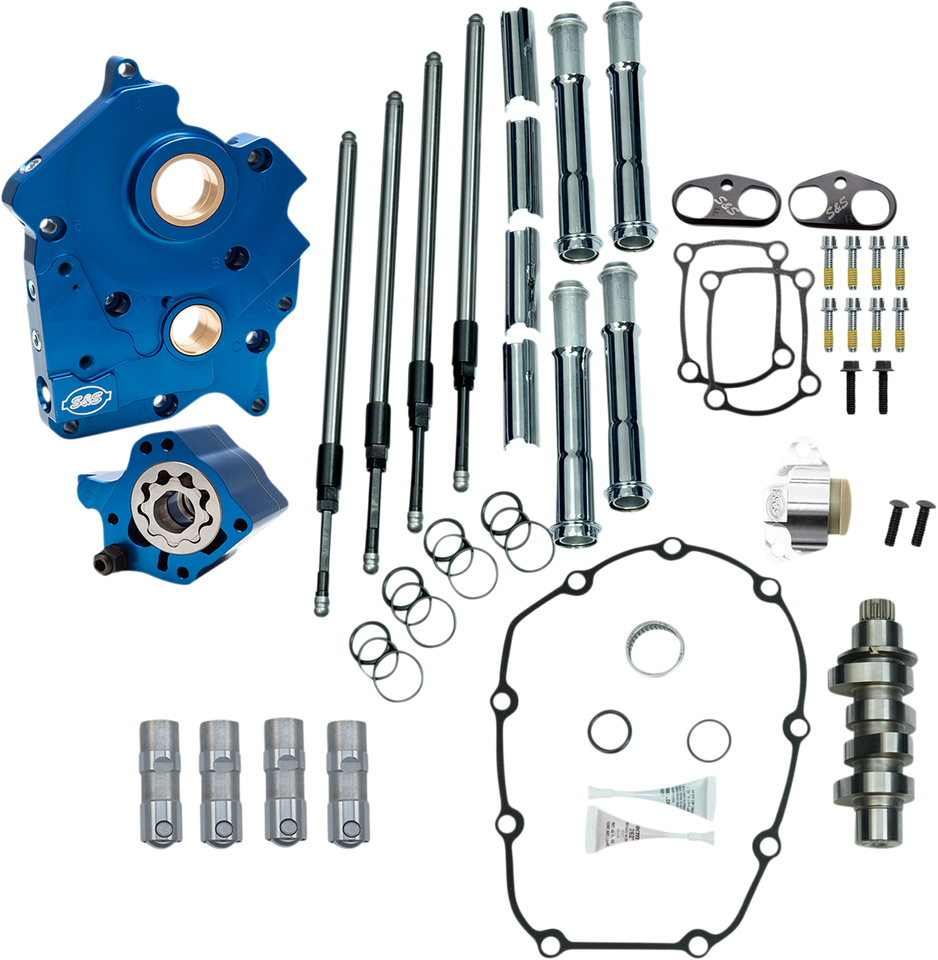 Cam Chest Kit with Plate M8 - Chain Drive - Water Cooled - 465 Cam - Chrome Pushrods