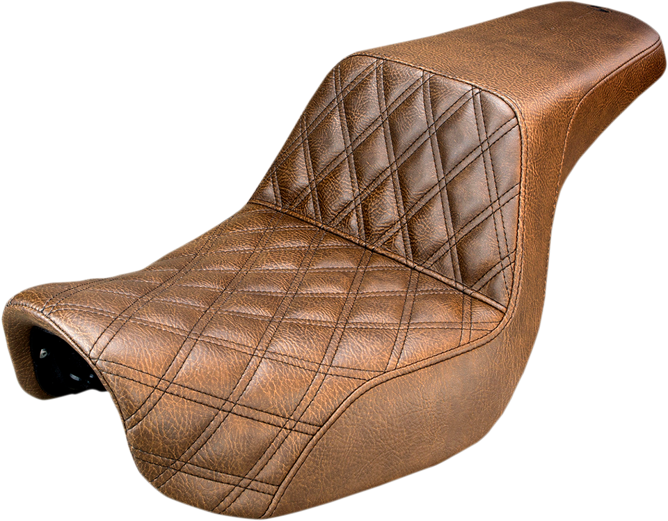 Step Up Seat - Lattice Stitched - Brown - FXD - Lutzka's Garage