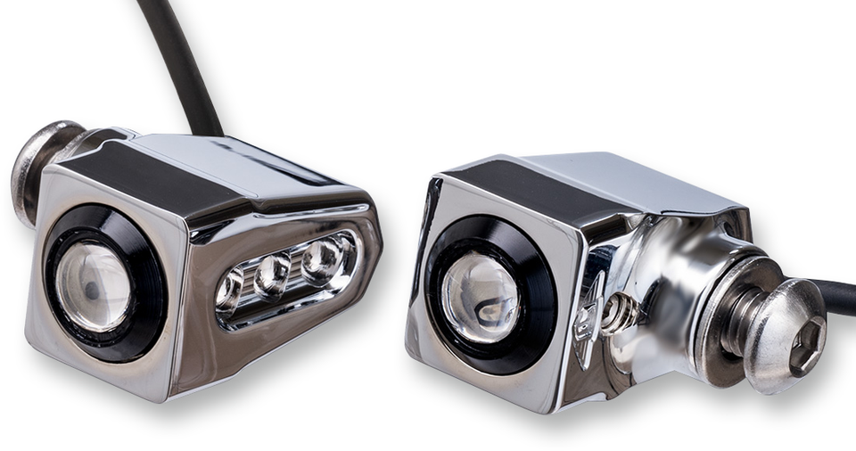 Side-mount LED Turn Signals - Chrome/Amber - Lutzka's Garage