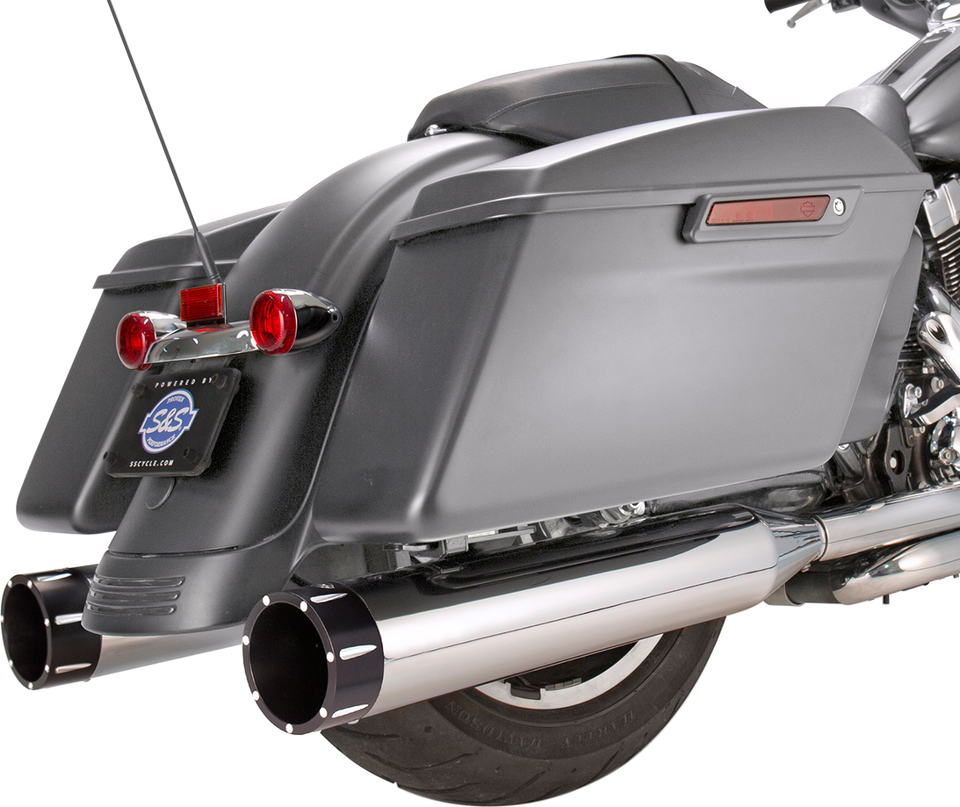 Mufflers - Chrome - Black Tracer - M8 Touring 17-19 - Lutzka's Garage