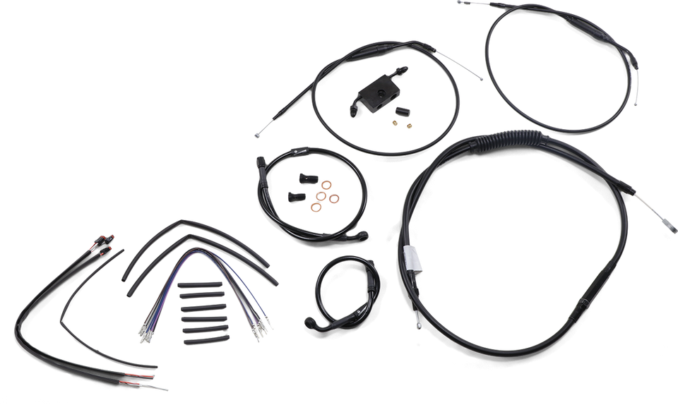 Handlebar Cable and Brake Line Kit - Extended - Sportsters - 12" T-Bar Handlebars - ABS