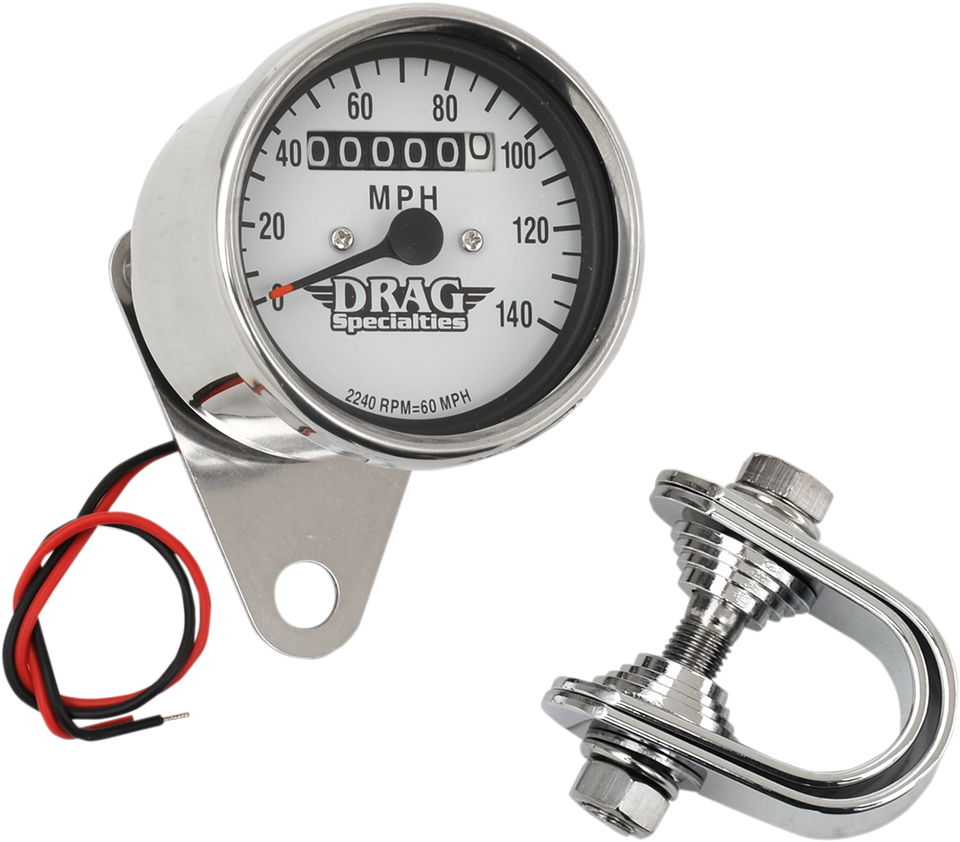 2.4" MPH Mini LED Mechanical Speedometer/Indicators - Chrome Housing - White Face - 2240:60 - Lutzka's Garage
