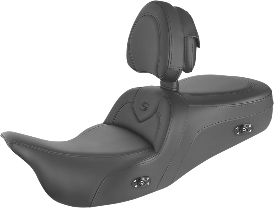 Heated RoadSofa™ Seat - With Backrest - Black w/Black Stitching - Trikes