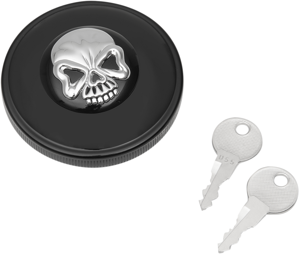 Non-Vented Skull Locking Gas Cap - Black - Lutzka's Garage