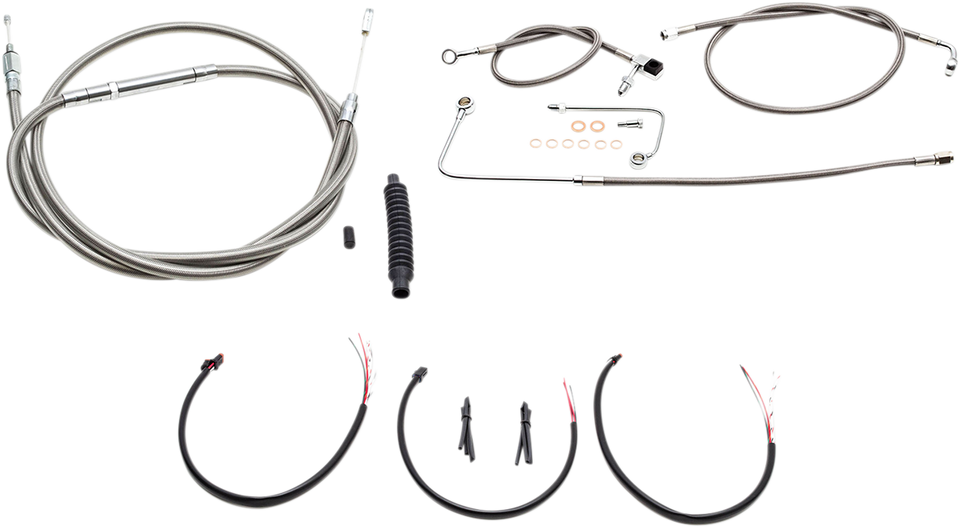 Handlebar Cable/Brake Line Kit - Complete - 15" - 17" Ape Hanger Handlebars - Stainless