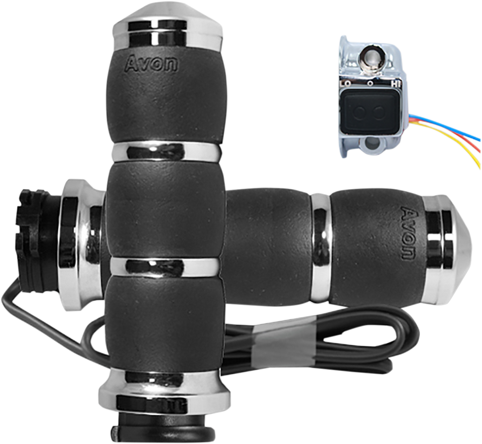 Grips - Heated - Velvet Air - Cable - Chrome - Lutzka's Garage