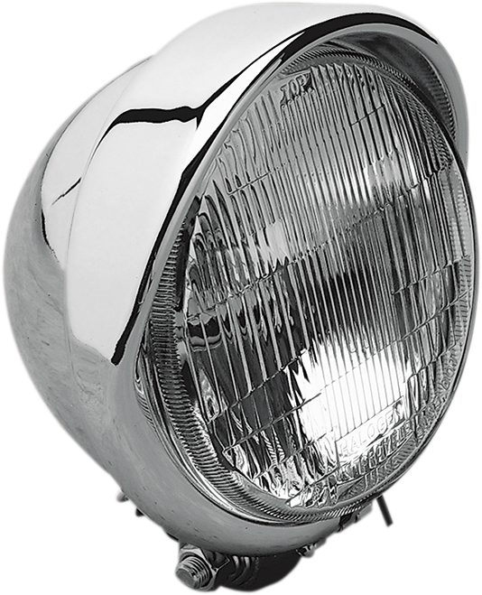 H-4 Headlight with Visor- 5-3/4" - Chrome - Lutzka's Garage