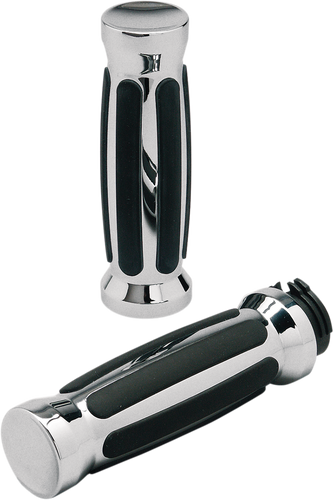 Grips - Straight - Rubber - Chrome - Lutzka's Garage