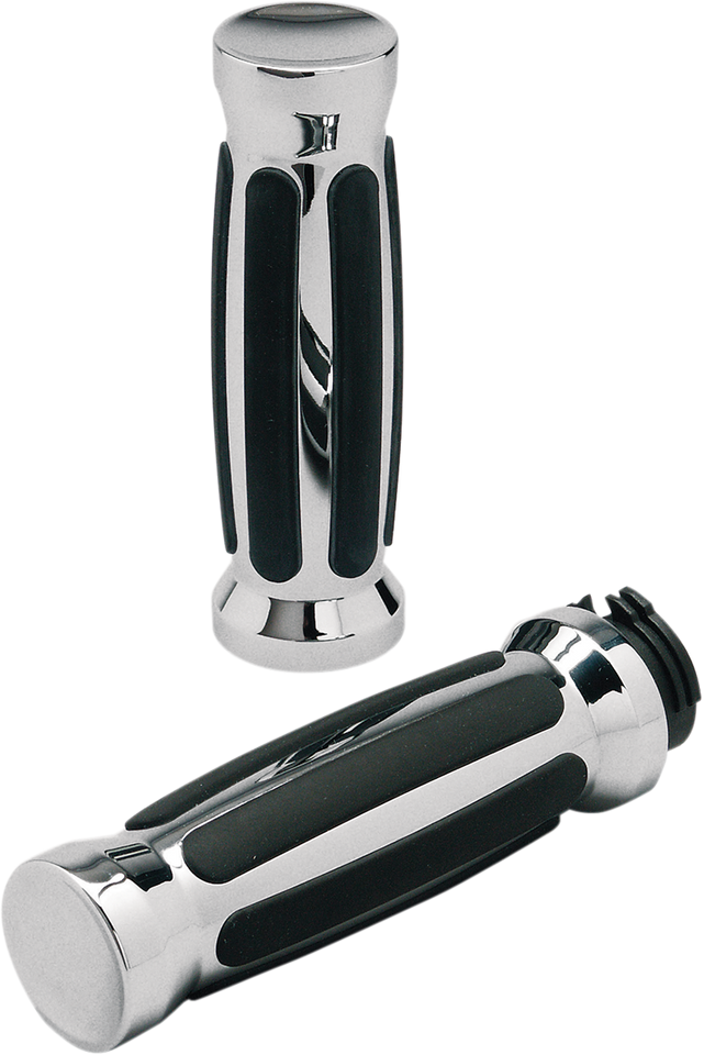 Grips - Straight - Rubber - Chrome - Lutzka's Garage