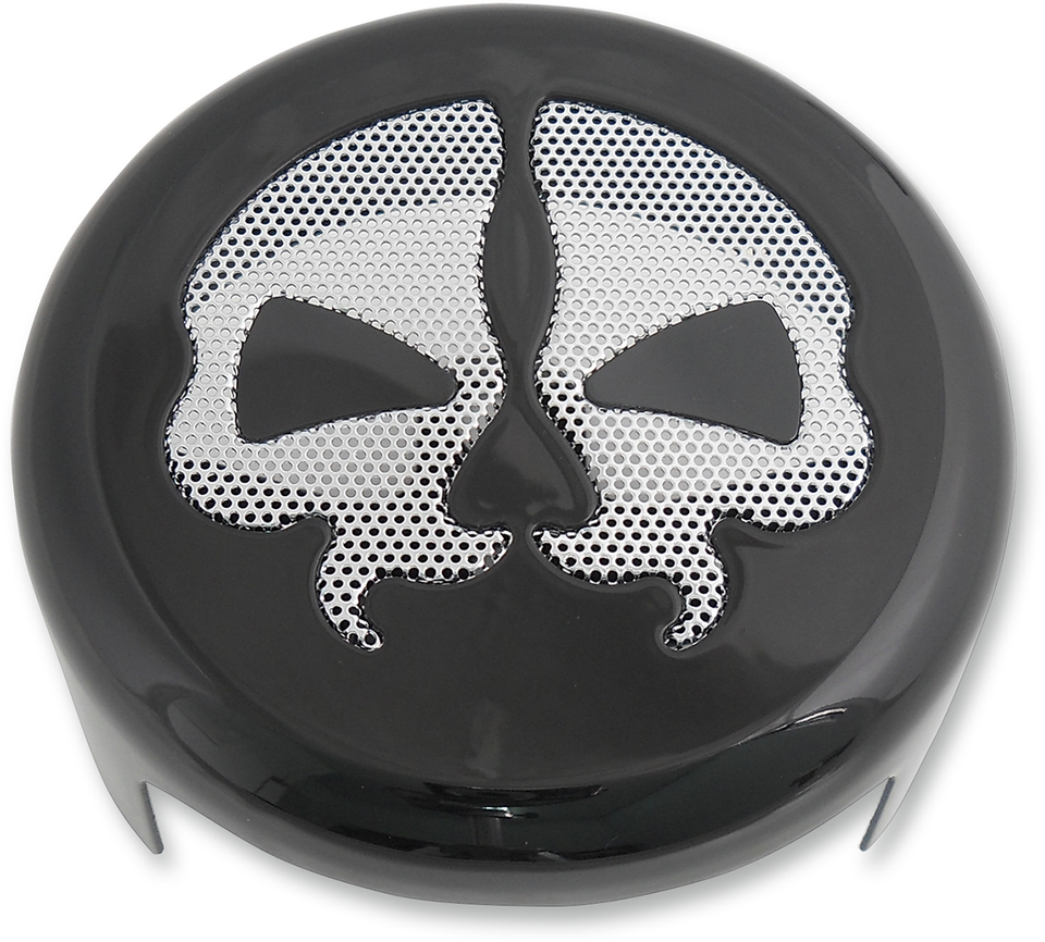 Horn Cover - Black with Chrome Skull - Lutzka's Garage