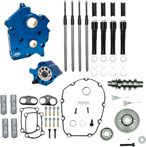 Cam Chest Kit with Plate M8 - Gear Drive - Water Cooled - 475 Cam - Black Pushrods