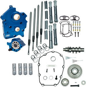 Cam Chest Kit with Plate M8 - Gear Drive - Oil Cooled - 465 Cam - Chrome Pushrods