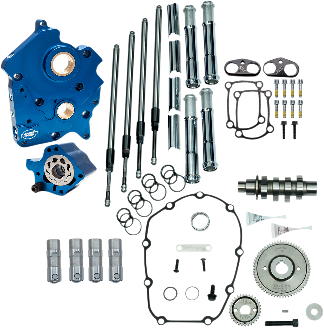 Cam Chest Kit with Plate M8 - Gear Drive - Oil Cooled - 465 Cam - Chrome Pushrods