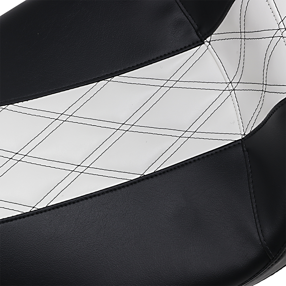 Outcast Daddy Long Legs Seat - 2Up - w/o Backrest - Black w/ White Double Diamond Inlay - FL 08-22