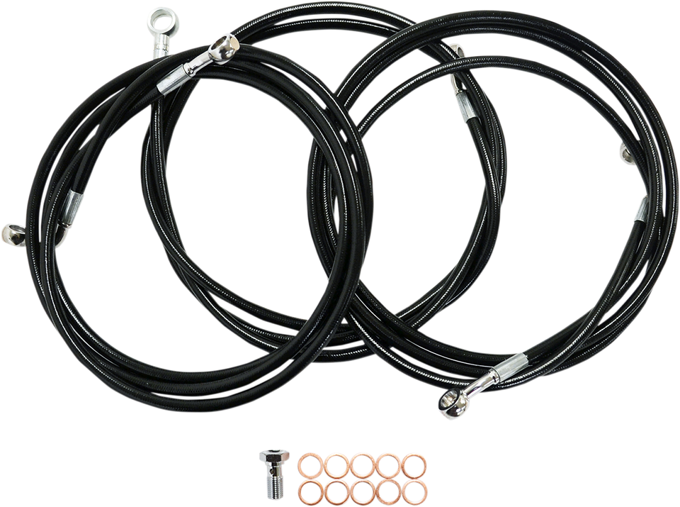 Brake Line - 15" - 17" Ape Hanger Handlebars - Black - Lutzka's Garage