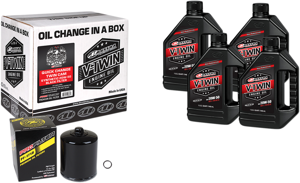 Quick Change Twin Cam Synthetic 20W-50 Oil Change Kit - Black Filter