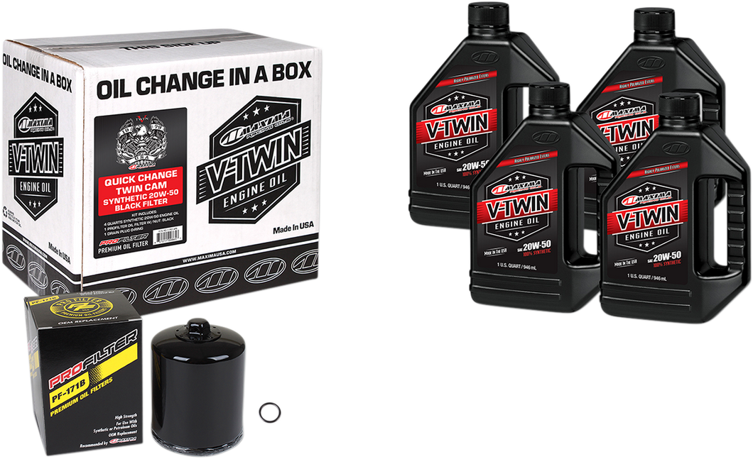 Quick Change Twin Cam Synthetic 20W-50 Oil Change Kit - Black Filter