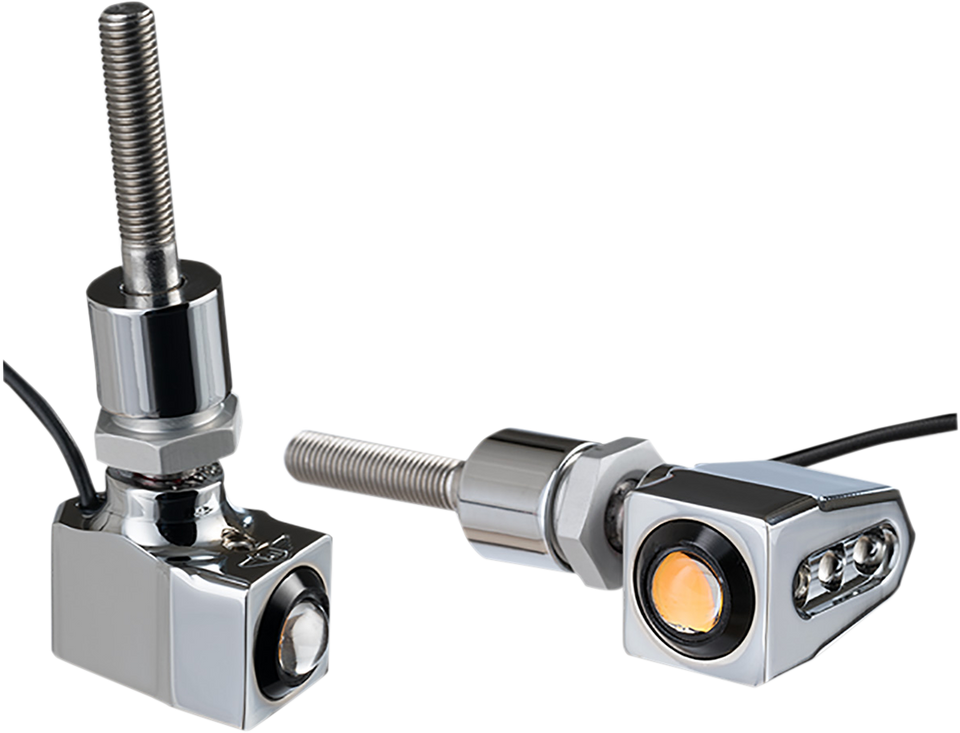 Rat Eye Mirror-Mount Turn Signals - Chrome/Amber - Lutzka's Garage