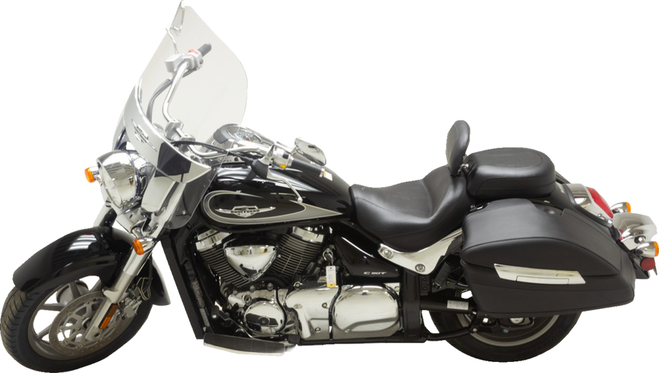 Wide Touring Solo Seat - Black - Plain - with Driver Backrest - C90T 15-19 - Lutzka's Garage