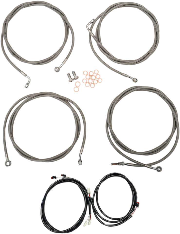 Cable Kit - 12" - 14" Ape Hanger Handlebars - Stainless - Lutzka's Garage