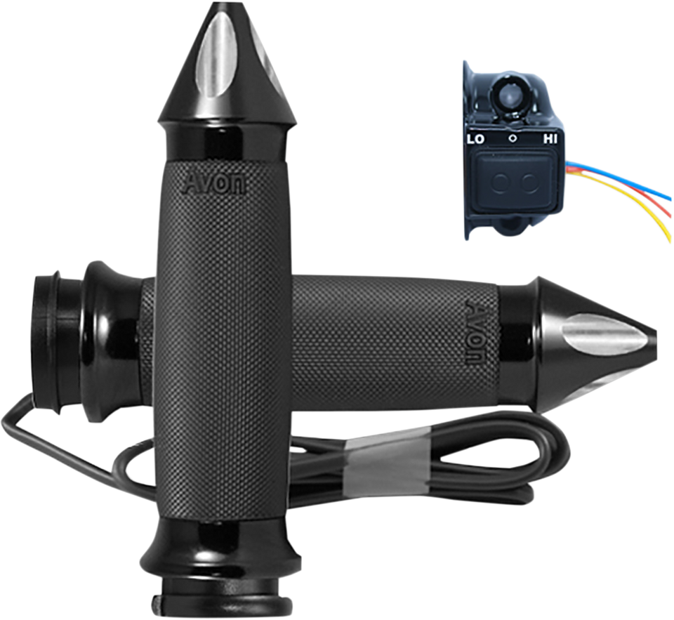 Grips - Heated - Custom Contour - Spike - TBW - Black - Lutzka's Garage