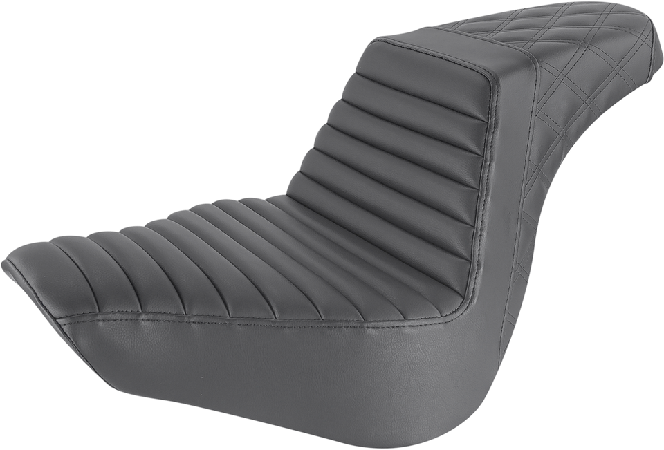 Step Up Seat - Lattice Stitched - Black - Softail - Lutzka's Garage