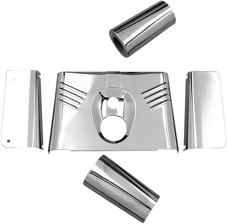 5-Piece Fork Tins - Chrome - Ribbed -  86-17 FLST - Lutzka's Garage
