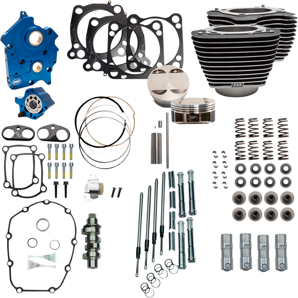 128" Power Package Engine Performance Kit - Chain Drive - Wrinkle Black with Highlighted Fins