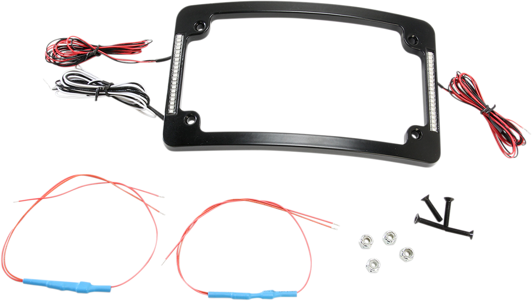 Tri-Radius License Plate Frame w Flushmount LEDs - Black - Lutzka's Garage