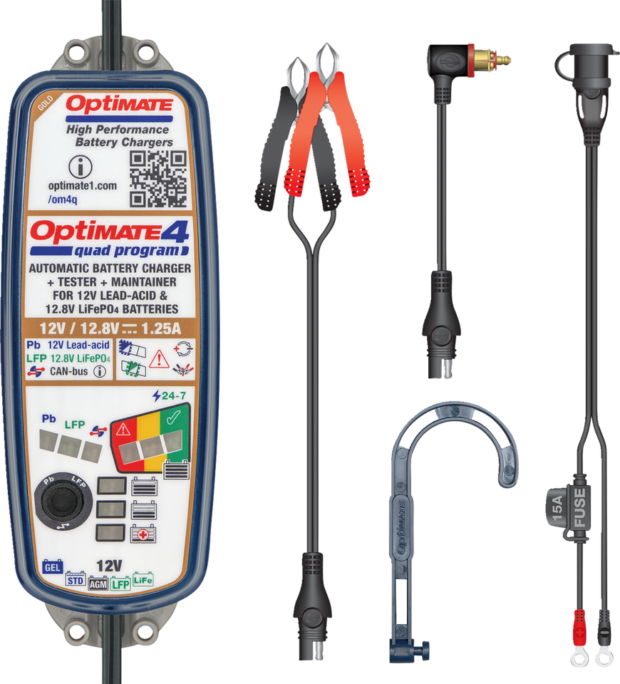 Battery Charger/Maintainer - OptiMate 4 - Quad Program - Premium