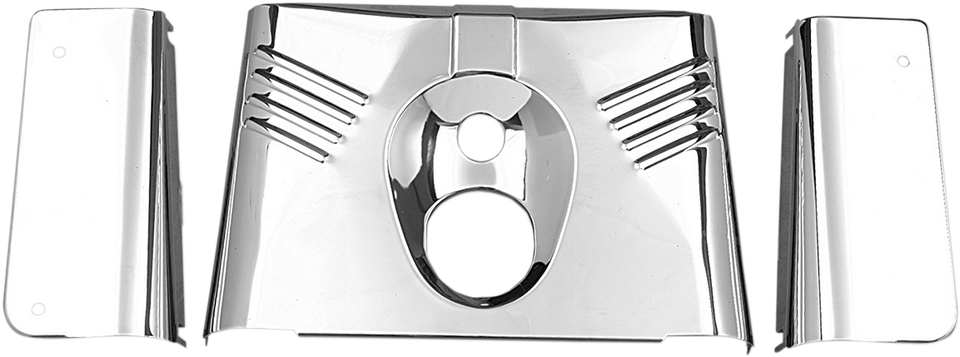 3-Piece Fork Tins - Chrome - Ribbed -  86-17 FLST - Lutzka's Garage