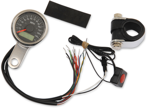 1-7/8" Programmable Speedometer with Indicator Lights - Stainless Steel - 120 MPH LED Black Face - Lutzka's Garage