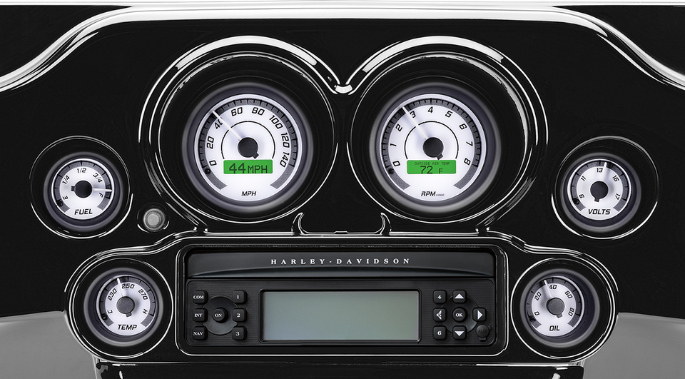 MVX-8K Series Analog/Digital 6-Gauge Kit - Black Bezel - White Face with Gray Background - Lutzka's Garage