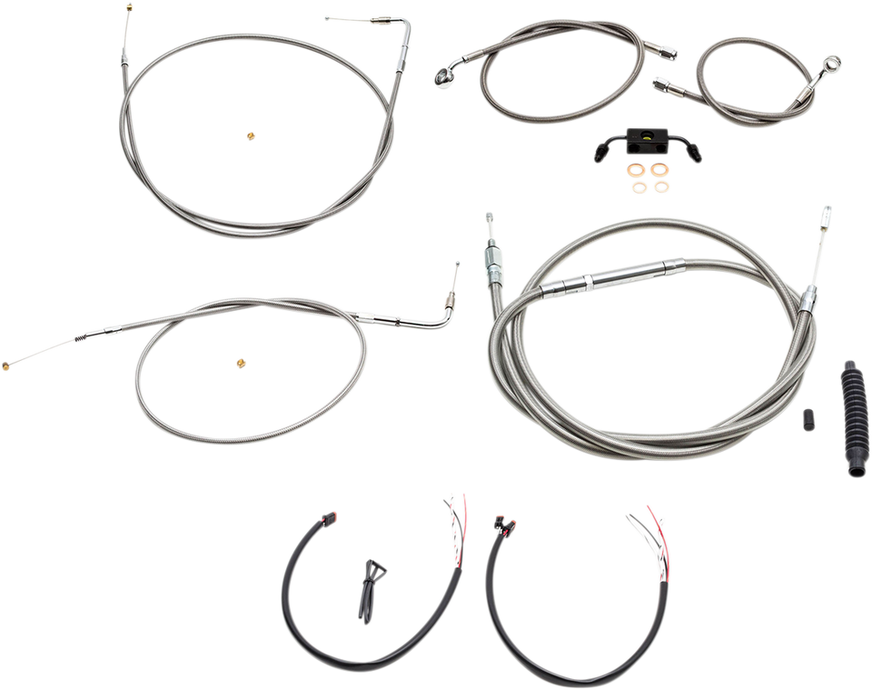 Handlebar Cable/Brake Line Kit - Complete - 15" - 17" Ape Hanger Handlebars - Stainless
