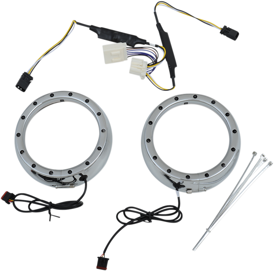 Lighted Passing Lamp Trim Ring 96-05 FLHT - Chrome - Lutzka's Garage