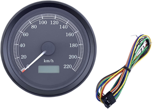 Universal 3-3/8" Programmable Electronic Speedometer - KPH - Black Face - Black Bezel - Lutzka's Garage