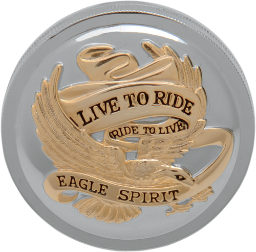 Vented Live To Ride Gas Cap - Chrome with Gold
