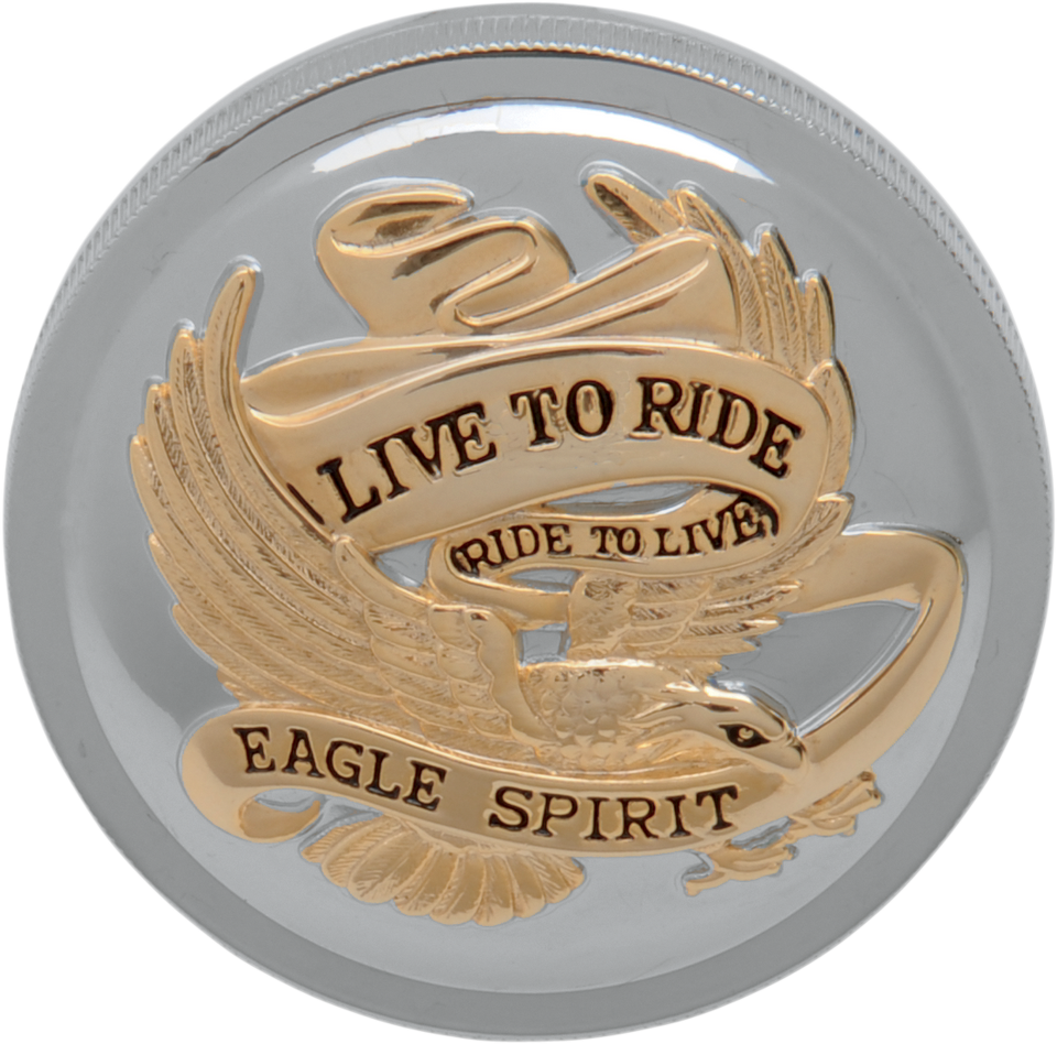 Vented Live To Ride Gas Cap - Chrome with Gold